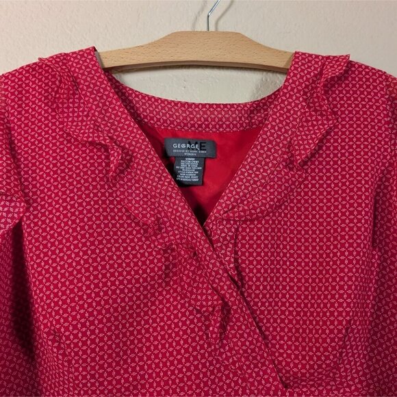 Y2K George Babydoll Top Geometric V Neck Flutter Sleeve Flowy 3X(22W/24W) Plus - Picture 2 of 9